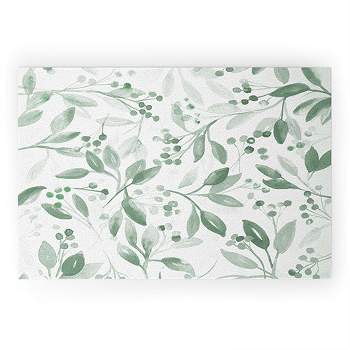Laura Trevey Berries and Leaves Mint Welcome Mat -Society6