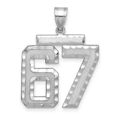 Black Bow Jewelry 14k White Gold, Varsity Collection, Large D/C Pendant, Number 67