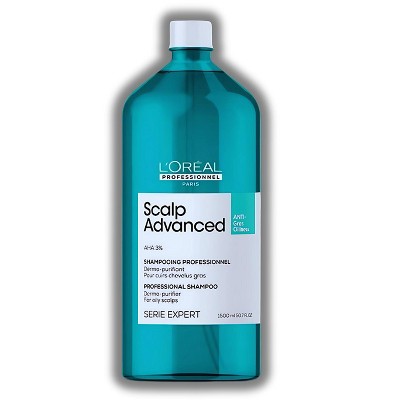 L'Oreal Serie Expert  Scalp Advanced Dermo-Purifier Shampoo for Oily Scalps (50.7 oz / 1.5 LITER XXL) Loreal Lightweight Formula, Reduces Sebum