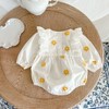 MyKids-USA Baby Floral Embroidered Pattern Ruffle Design Square Collar Onesie - 2 of 4