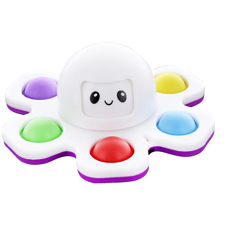 BOB Gift Pop Fidget Toy Spinner Face-Changing White Octopus 6-Button Bubble Popping Game, 1 of 8