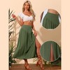 Allegra K Women's Elastic Waist Side Zipper Swing Casual Boho Midi A-Line Skirt - 2 of 4