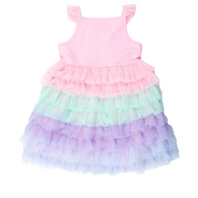 RuffleButts Baby Girls Multicolor Layered Tulle Dress