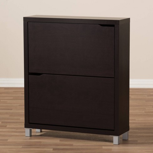 Simms 2 Drawer Modern Shoe Cabinet Dark Brown Baxton Studio Target