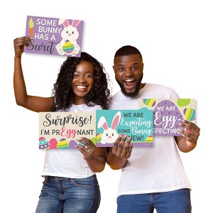 Big Dot of Happiness Hippity Hoppity - Photo Prop Signs - Easter Bunny Pregnancy Announcements - 10 Pieces - 1 of 4