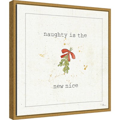 Christmas Mistletoe Quote Canvas Print with Gold Frame