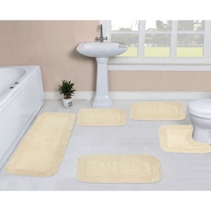 Home Weavers Radiant Collection 100% Cotton Tufted Bathroom Rug Set, Non-Slip Latex Bath Rug Set - 1 of 4