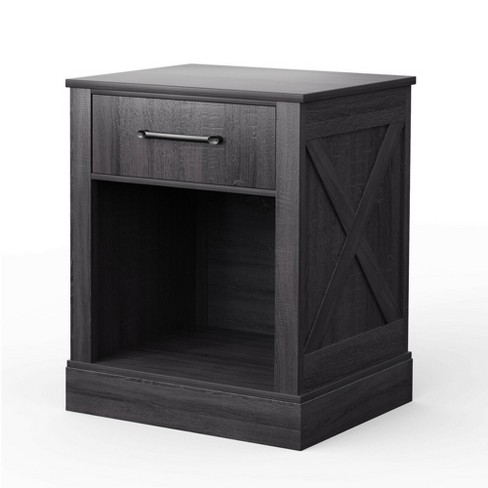 Storage Drawer Nightstand Woven Basket Cabinet Bedside Table - Costway