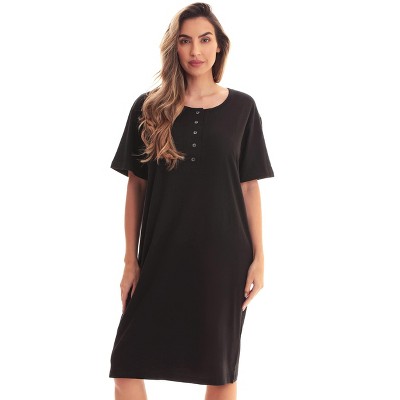 Just Love Womens Nightgown - Short Sleeve Henley Oversized