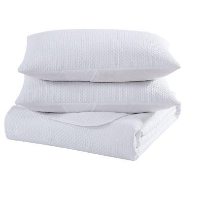 Kate Aurora Basic Bedding Euro Chic 3 Piece Quilt & Pillow Shams Set , White - Queen — фото 4