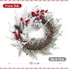 18 In Christmas Wreath for Front Door,Snow Flocked Christmas Wreath, Xmas Door Wreath for Door Fireplace Wall Window - 2 of 4