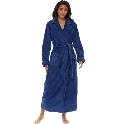 Image of ADR Women's Classic Country Robe, No Pill Fleece Full Length Long Bathrobe Navy Blue Medium