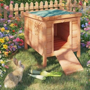 Aortzio 16.5"W Wooden Rabbit Hutch,Pet cage for small animals - 1 of 4