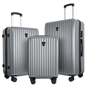 ROBOTIME Luggage, Suitcase Set with Double Spinner Wheels and U-Shaped Pillow, Large Capacity Case for Trips, 3PCS, Silver, 30.31"*19.29"*11.81" - 1 of 4