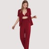 Anna-Kaci Lounge Women's 3-Piece Pajama Set with Bralette Top, Button Down Shirt, and Wide Leg Pants - 2 of 4
