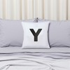 Personalization Mall Black Quilted Velour Initial Embroidered Applique Throw Pillow - 4 of 4