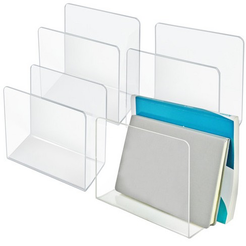 Juvale Clear Acrylic Folder Holder with 3 Sections for Paper Files,  Documents, Envelopes, Desk Organizer for School and Office Supplies, 9x6.75  in