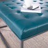 Gulches Blue Upholstered Cocktail Ottoman - Tufted Upholstery, Gray Metal Base, Modern Style for Living Room (Tea Tray/Foot Rest) - 3 of 4