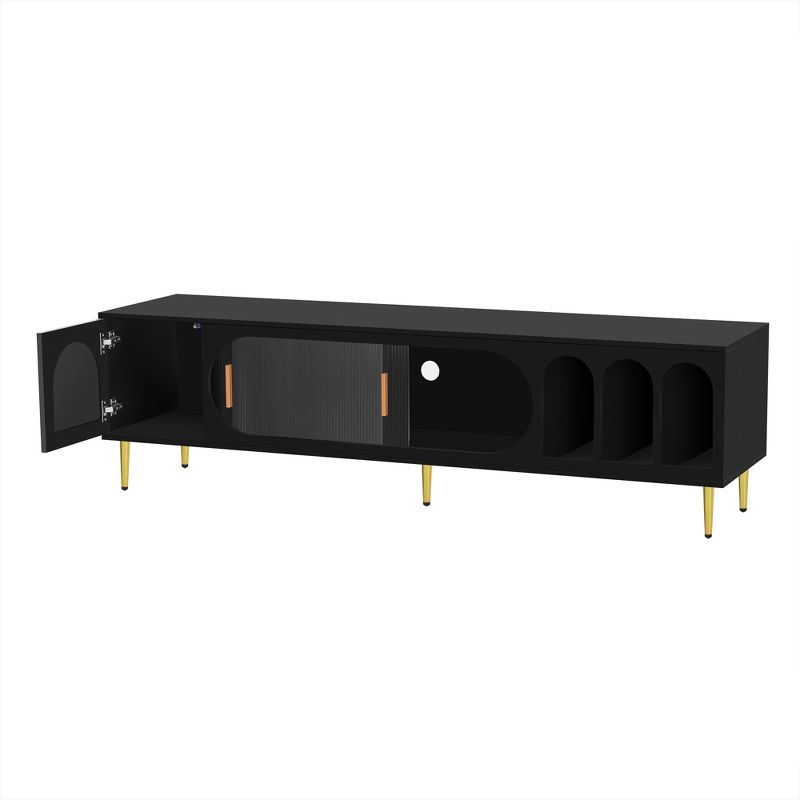Modern TV Stand for TVs up to 80", TV Media Console Table with Acrylic Doors - ModernLuxe, 5 of 15