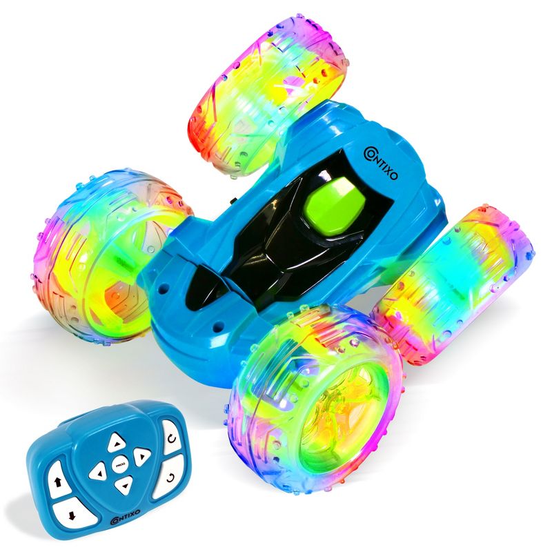 Contixo SC3 RC Flip Racer Stunt Car 2-pack Blue and Green, 2 of 12