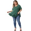 Agnes Orinda Women's Plus Size V-Neck Button-up Short Sleeve Ruffled Hem T-Shirts - 3 of 4