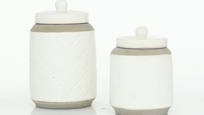 Set of 2 Modern Ribbed Stoneware Jars - Olivia & May, 2 of 5, play video