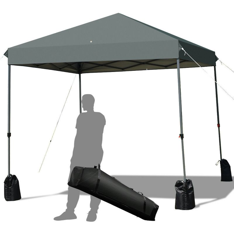 Costway 8x8 FT Pop up Canopy Tent Shelter Wheeled Carry Bag 4 Canopy Sand Bag, 1 of 11