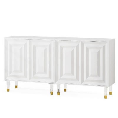 63" White High-Gloss Modern Sideboard Buffet with Acrylic Legs