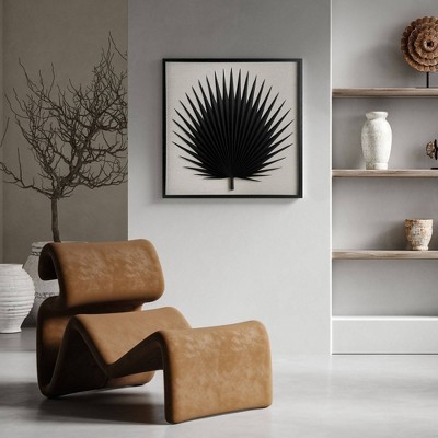 Black Palm Leaf Paper and Linen Shadow Box Wall Art