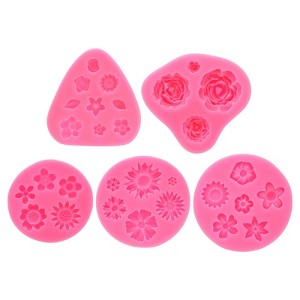 Unique Bargains  Leaf Flower Silicone Polymer Clay Fondant Template for Crafts Air Dry DIY Candy 5 Pcs - 1 of 4