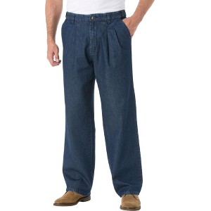 KingSize Men's Big & Tall Relaxed Fit Comfort Waist Pleat-Front Expandable Jeans - 1 of 4