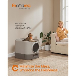 XL Enclosed Cat Litter Box with Slide-Out Tray, Includes Scoop & Brush, Anti-Tracking Design, Oatmeal & Warm Gray - 1 of 4
