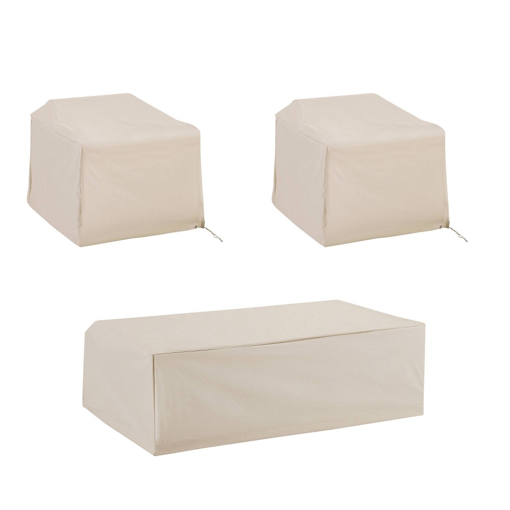 Photos - Furniture Cover Crosley 3pc  Set, Two Chairs and Coffee Table, Tan: Vinyl Waterproof & Scratch-Resistant 