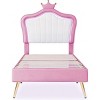 Streamdale Twin Upholstered Bed Frame with Crown Headboard and LED Lights - 4 of 4