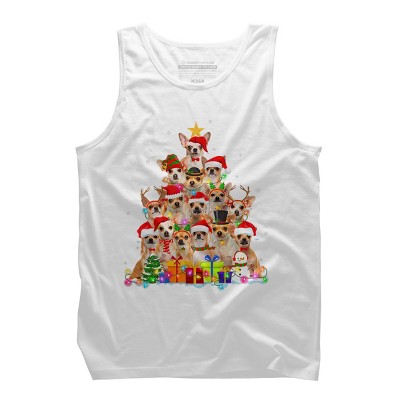 Men's Design By Humans Christmas Pajama Chihuahua Tree By MINHMINH Tank Top