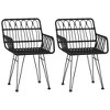 vidaXL Garden Dining Set Black Steel, Tempered Glass, Polyethylene Medium - Black 31.5" x 31.5" x 29.1" 2 - 4 of 4