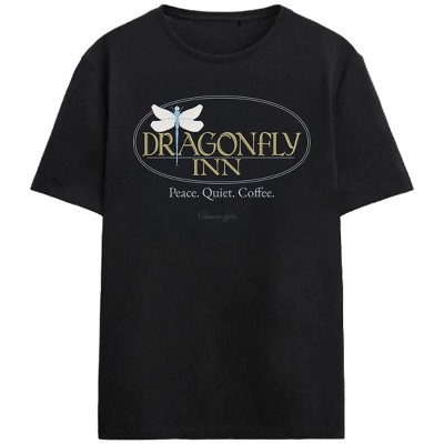 Gilmore Girls Dragonfly Inn Adult Black Crew Neck Short Sleeve T-shirt