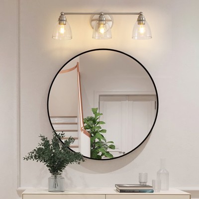Airsurfer Modern 3-Light Bathroom Vanity Light, Brushed Nickel Wall Sconce with Clear Glass Shades, E26 Fixture for Mirror, Living Room, Hallway