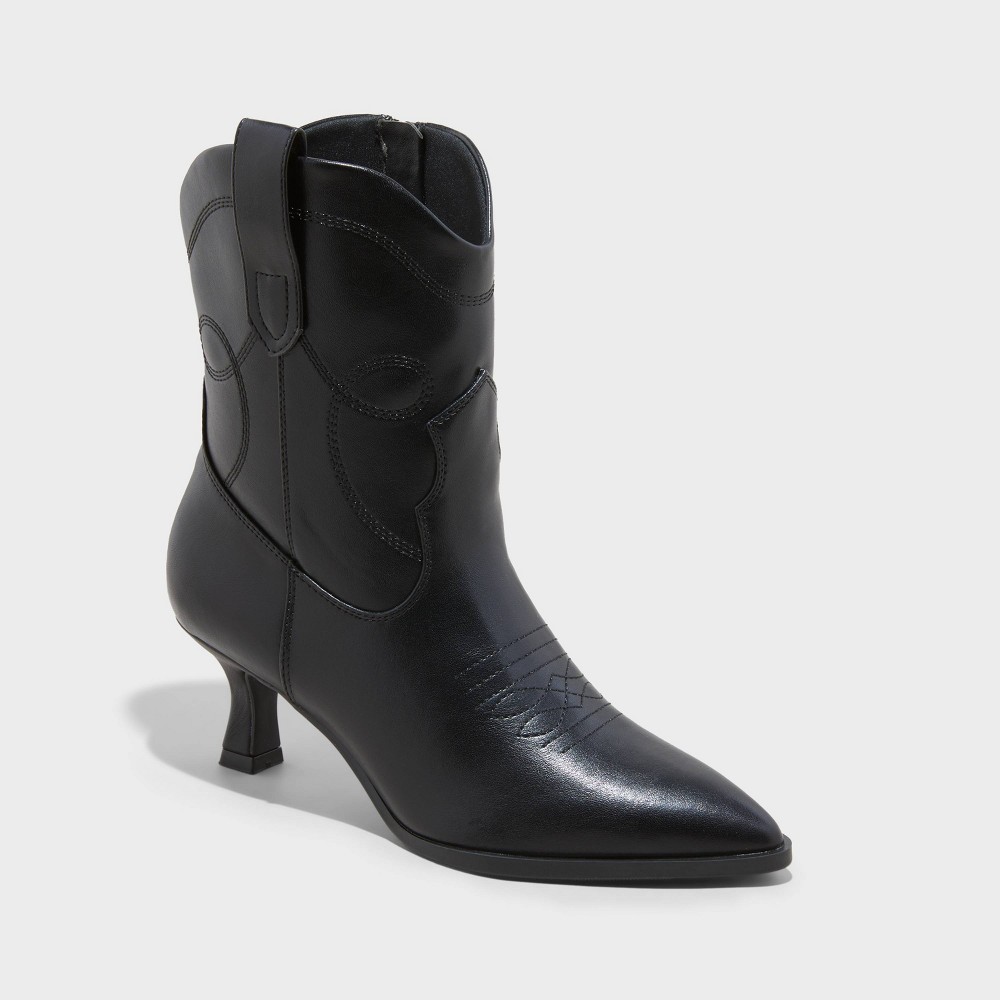 Women's Jenson Western Ankle Boots with Memory Foam Insole - Universal Thread™ Black 9.5