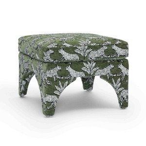 Raji Leopard Jacquard Upholstered Ottoman - 1 of 4