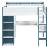 Whisen Wood Full Size Loft Bed with Storage Shelves, Clothes Rails and Desk - 4 of 4