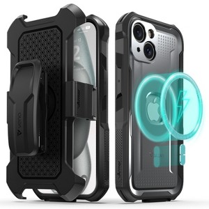 Vena vArmor Holster Belt Clip Kickstand Case for Apple iPhone 15 (Compatible with MagSafe) - Graphite Gray - 1 of 4