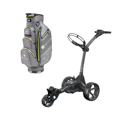 Motocaddy M5 GPS Electric Foldable 3 Wheel Golf Caddy Cart & Remote Control with Dry Series Lightweight Nylon Travel Carrying Golf Club Cart Bag, Lime