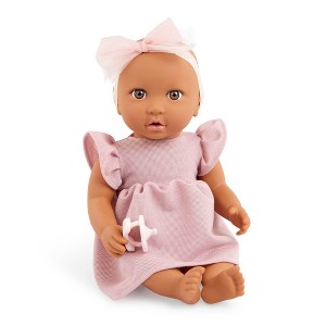 LullaBaby 14" Baby Doll with Pink Dress & Pacifier - Brown Eyes - 1 of 4