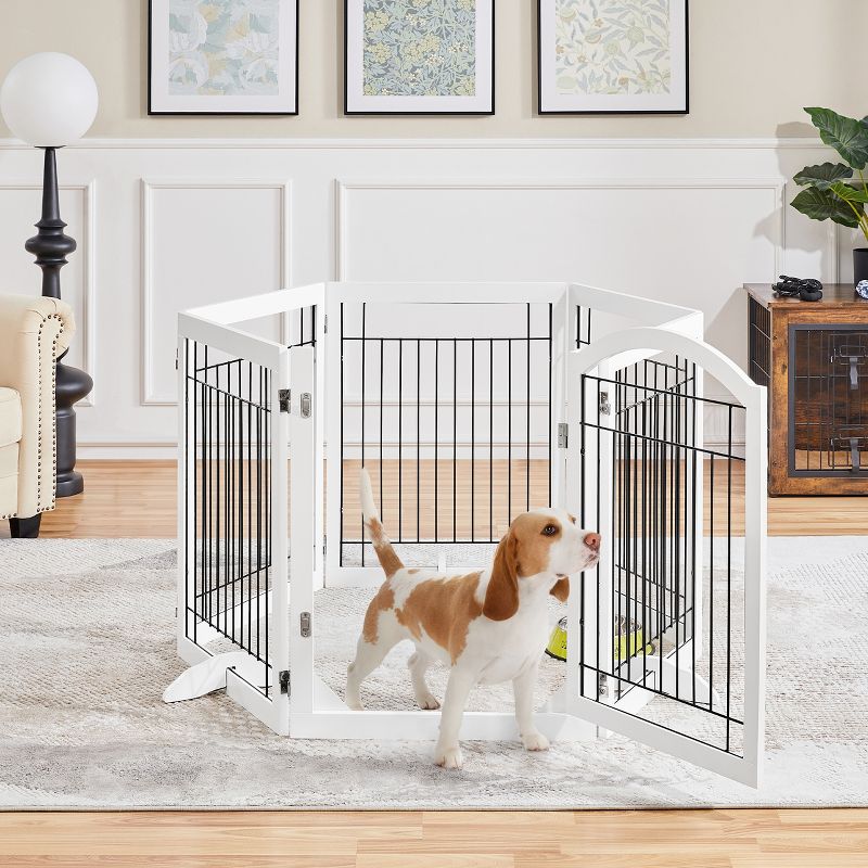 Yaheetech 34" Height Tall Pet Gate with Wood and Wire for Doorway, 3 of 11