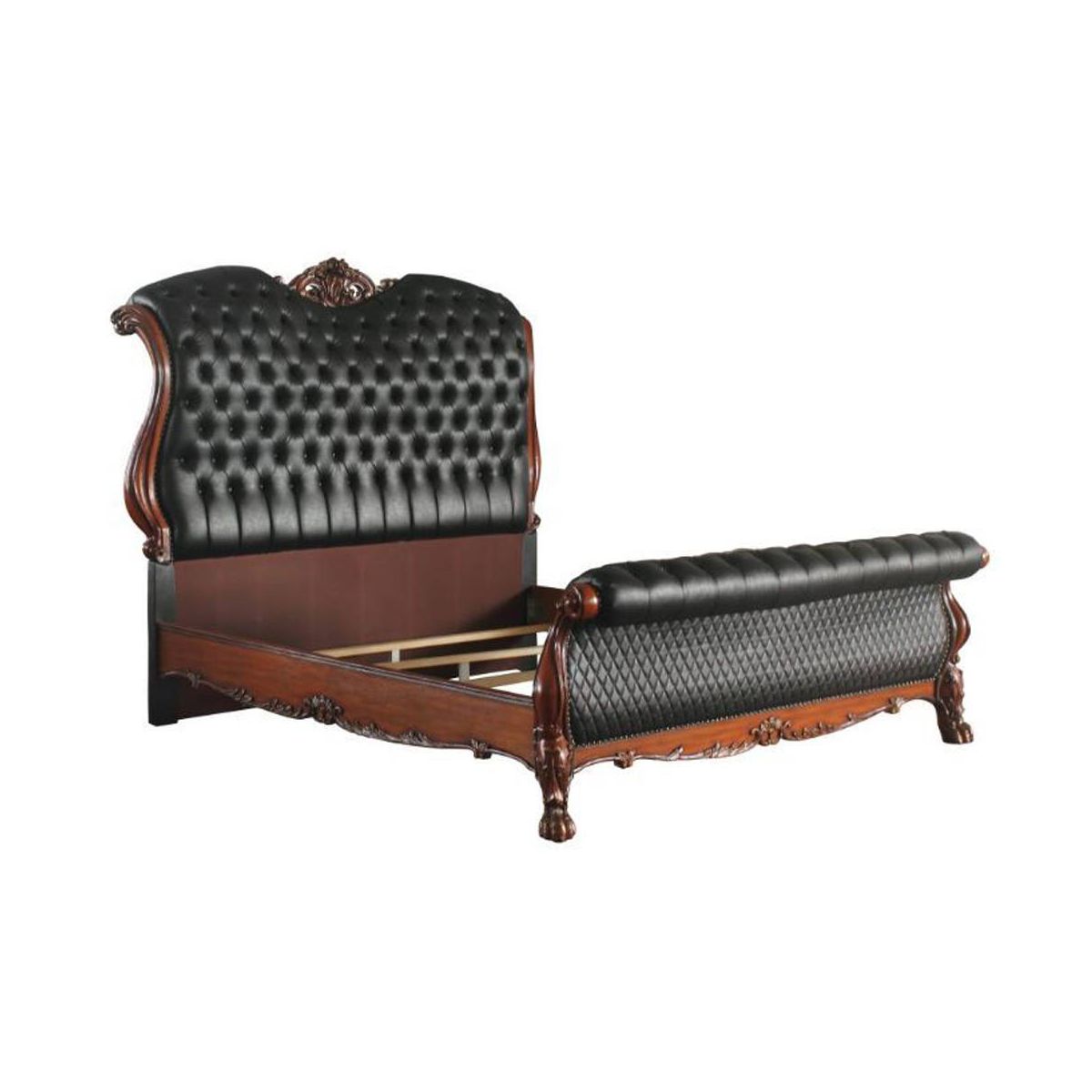 103" Queen Bed Dresden Bed PU and Cherry Oak - Acme Furniture