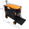 VisioGear large capacity Folding cart with Extended Lower Shelf, Folding Wagon Garden Shopping Beach Cart, Black & Orange, 52.7"*19.7"50.9" - 3 of 4