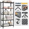 HONGGE Foldable 5-Tier Storage Shelves Tool-Free Steel Shelving Rack with Lockable Casters for Easy Storage - 4 of 4