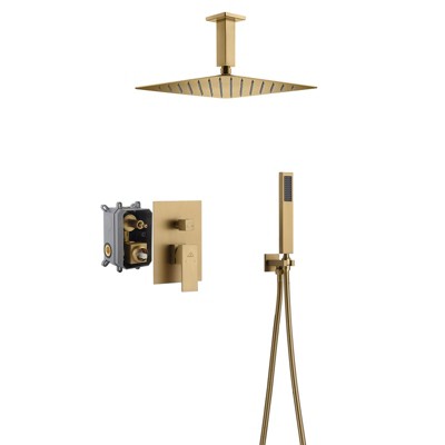 CASAINC 10" Ceiling Mounted Square Shower System with Handheld Sprayer