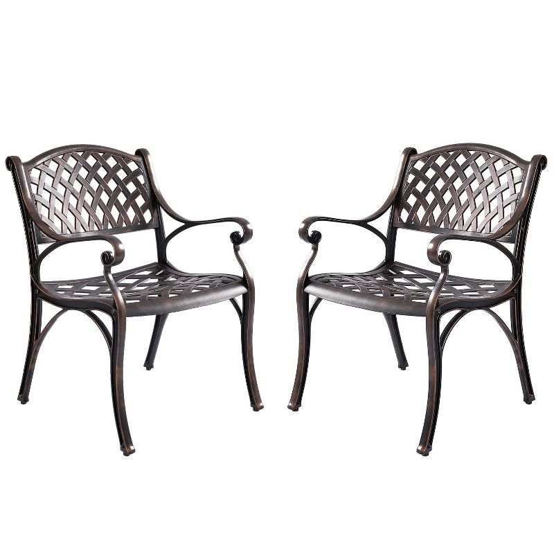Kinger Home 2-Piece Outdoor Patio Chairs Set for 2, Cast Aluminum Patio Furniture Chairs, Patio Seating, Bronze, 1 of 10